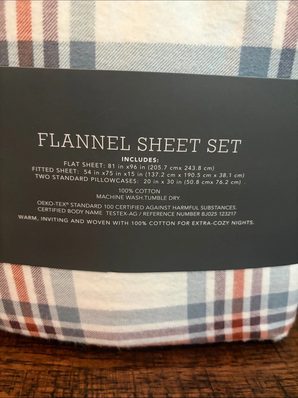 Threshold Plaid Flannel Sheet Set - White, Blue & Rust